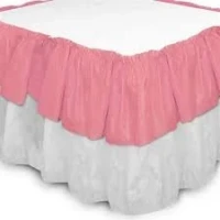  BABADO TOALHA MESA CREPOM 3,5M ROSA BRANCO - 7147